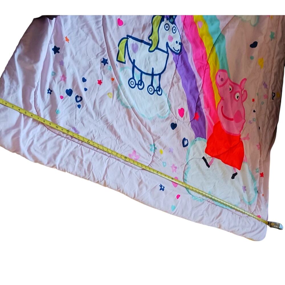 2003 PEPPA PIG & UNICORN Twin Comforter Pink & Rainbow Reversible 71x 81.5 Vntg - Picture 8 of 16
